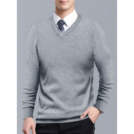 Men'S Plus Size V-Neck Sweater - Beige Casual Knit Sweater, Medium Stretch Fall/Winter Sweater for Everyday & Formal Outfits - Non-Bulky Layering Essential for Big & Tall Men, Winter Wardrobe, Classic Knitwear, Comfortable Fit, Versatile Top, Winter Clothing, Fall Fashion, Stylish Knitwear, Breathable Material, Knit Top, Big And Tall Men, PLUS SIZE, plus size clothes, Winter Outfits, Winter Clothing Collection, Plus Size Clothing | Casual Sweater | Stretchy Fabric