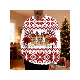 Men's Heavyweight Christmas Sweater - Soft Blend Crewneck Pullover, Solid Color Casual Winter Sweatic Suitable for Holiday Parties & Casual Attire - Machine Washable Thick Sweater, PLUS SIZE