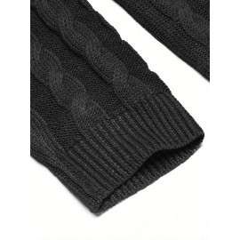 Men'S Shawl Collar Pullover Sweater Slim Fit Casual Button Cable Knit Sweaters, Plus Size