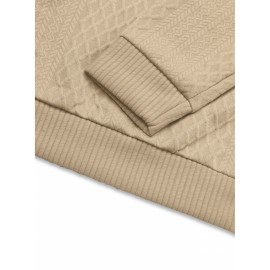 Men'S Jacquard Knit Sweatshirt for Autumn And Winter, Casual Outdoor Long Sleeve Pullover with Stand Collar, Plus Size