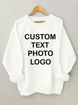 Men'S Custom Photo/Text/Logo Hoodie - Personalized All-Season Sweatshirt with Your Own Design, Loose Fit Round Neck, Durable Affordable Printed Sweater for Events, Promotional Gifts & Daily Wear - Custom Clothing Service, Plus Size Sweaters for Men