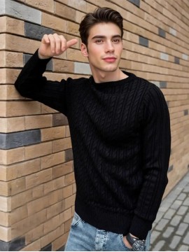 Plus Size Men's Sweater Winter Warm Cable Knit Pullover - Solid Color Round Neck Loose Fit Sweaters for Big & Tall, Casual Winter Wear, Machine Washable Cozy Sweaters for Cold Weather (European/American Styles), PLUS SIZE