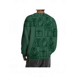 Men'S Winter Coat & T-Shirt - Long Sleeve Round Neck Thermal Base Layer, Olive Green with All-Over Print, Regular Fit Casual & Formal Wear, Warm Layering Top for Cold Weather, Versatile Everyday & Formal Outfits, Durable & Comfortable Men'S Fashion