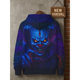 Men's 3D Clown Print Hooded Sweatshirt - Soft Fabric Regular/Loose Fit Long Sleeve Hoodie with Vivid 3D Clown Face Pattern, Clown Costume for Horror Themed Outfits, Streetwear & for halloween Clothing (Machine Washable) for men, PLUS SIZE