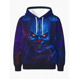 Men's 3D Clown Print Hooded Sweatshirt - Soft Fabric Regular/Loose Fit Long Sleeve Hoodie with Vivid 3D Clown Face Pattern, Clown Costume for Horror Themed Outfits, Streetwear & for halloween Clothing (Machine Washable) for men, PLUS SIZE