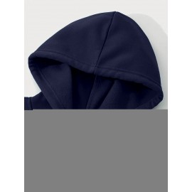 Men's Casual Hooded Sweater with Logo & 1985 Print - Oversized Brown Hoodie, Loose Fit Long Sleeve Pullover, Vintage Lettering, Machine Washable for Spring/Fall Layering (No Transparency), PLUS SIZE