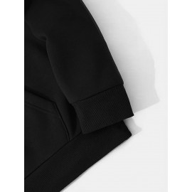 Men's Casual Hooded Sweater with Logo & 1985 Print - Oversized Brown Hoodie, Loose Fit Long Sleeve Pullover, Vintage Lettering, Machine Washable for Spring/Fall Layering (No Transparency), PLUS SIZE