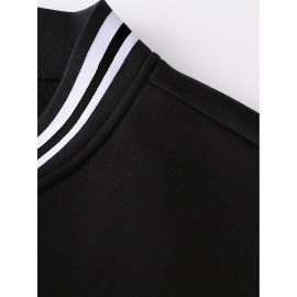 Men's Large Size Baseball Jacket A-69 Letter Print (A for Alpha, 69 for Number 6 & 9) - Plus Size Outerwear with Snap Closure & Pockets, Machine-Washable Polyester Spring/Fall Winter Casual Wear - Christmas Gift for Big & Tall Men, PLUS SIZE