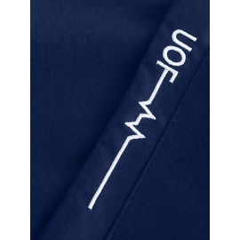 [Plus Size Sports Jacket] Lightweight Windproof Men's Plus Size Sports Jacket | Embroidered Letters, Zippered Pockets, Durable, Breathable, Machine Washable for All Seasons