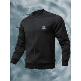 Men's Plus Size Casual Fashion Print Pocket Jacket, PLUS SIZE, Everyday Jacket, Lightweight Cover-Up, Plus Size Jacket, Random Print Design, Easy Care Fabric, Usage Scenario/Occ, Big And Tall Men