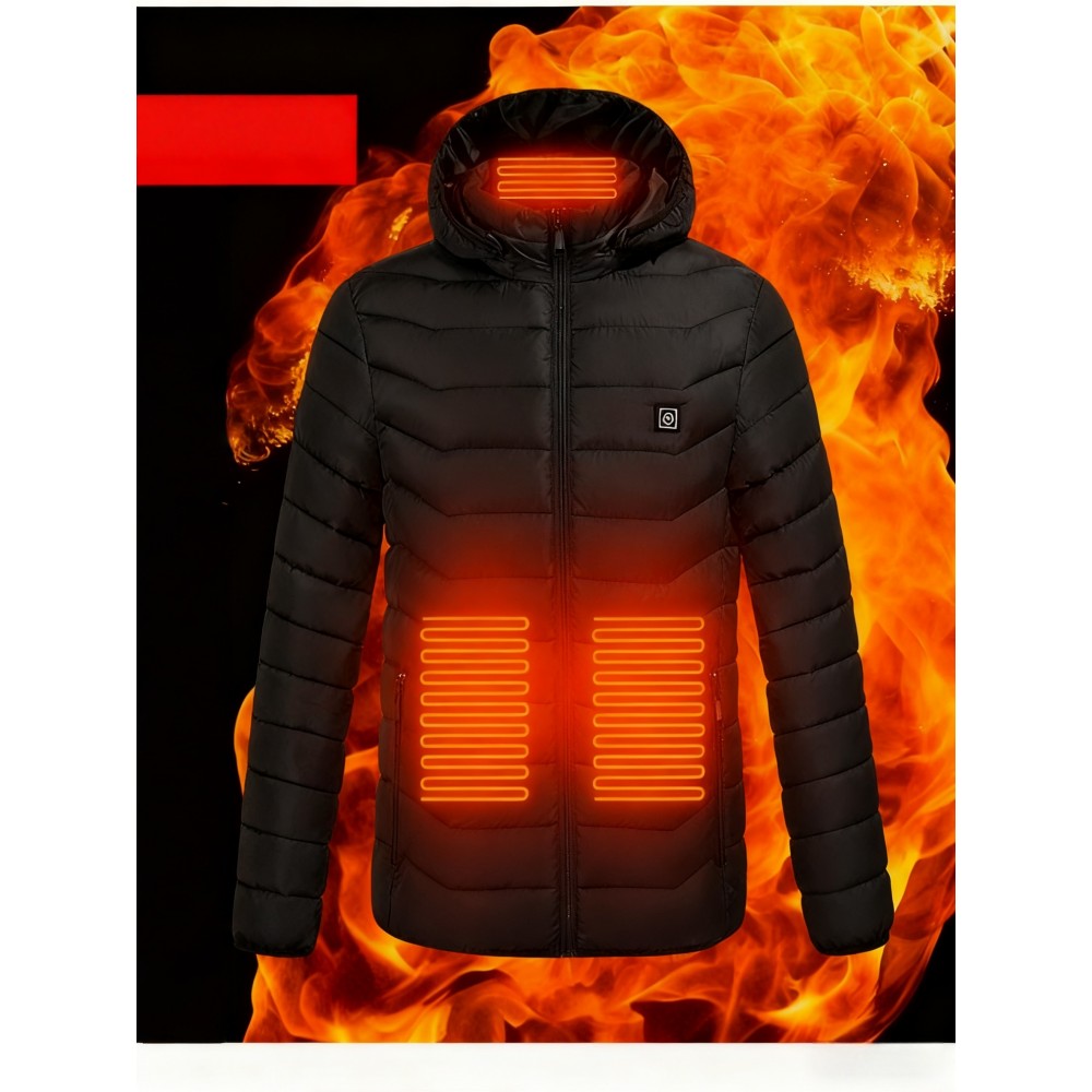 Men's Plus-size Heated Hooded Coat for Winter -25th District A Multi-zone Heating Jacket Suitable for Sports, Mountaineering, Skiing And Outdoor Activities, with Unisex Styles for Both Men And Women, PLUS SIZE, Cold Weather Gear, Sporty Design