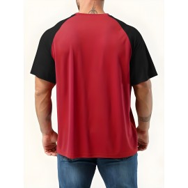 7pcs Men'S Plus Size T-Shirts - Casual Crew Neck, Short Sleeve, Color Block Design, Polyester, Summer Sporty Tops with 