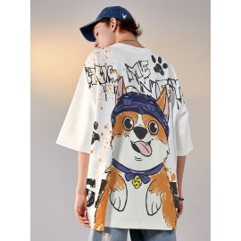 [Couple Set Dog Corgi T-shirt] Large Size Couple Set Adorable Dog Corgi PLUS SIZE Loose and Comfortable Summer Short Sleeve T-shirt