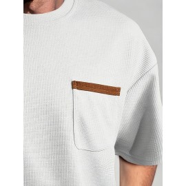 3pcs Men'S Plus Size Casual Short Sleeve T-Shirt Set, Essential Basic Tee - Breathable, Soft & Comfortable Waffle Fabric, Solid Color, Round Neck, Perfect for Casual Attire, PLUS SIZE, Men'S Set On, Men'S White Beach Set, Men'S Training Suit Set, Men'S Beach Set For Large Sizes