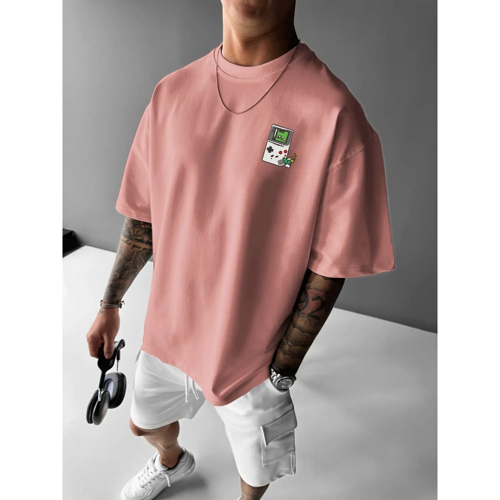 Men's Retro Gaming T-Shirt - 80s/90s Nostalgia Video Game Controllers & Mario//Donkey Print - Lightweight Breathable Short Sleeve Tee for Casual Summer Wear, Gaming Events & Parties (Retro Gamer Outfit), PLUS SIZE