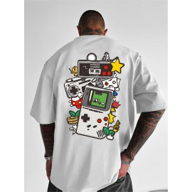 Men's Retro Gaming T-Shirt - 80s/90s Nostalgia Video Game Controllers & Mario//Donkey Print - Lightweight Breathable Short Sleeve Tee for Casual Summer Wear, Gaming Events & Parties (Retro Gamer Outfit), PLUS SIZE