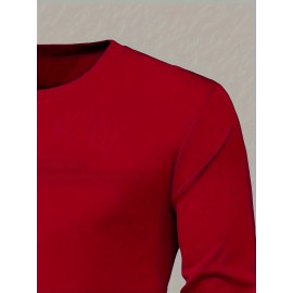 2pcs Men's Heavyweight 95% Polyester/5% Spandex Oversized Long Sleeve T-Shirt Set - Soft Stretch Round Neck Casual Layering Shirts in Green & Grey, Solid Color Winter Warmth, Comfortable Casual Attire, Plus Size Available (Machine Washable) - Ideal for Fall & Winter Layering Essentials (Casual & Formal Outfits) - Versatile Matching Outfits for Men, Relaxed Fit, Durable & Easy Care, Long Sleeve T Shirts for Men, Mens Plus Size T Shirt, Printed T Shirts for Men, PLUS SIZE