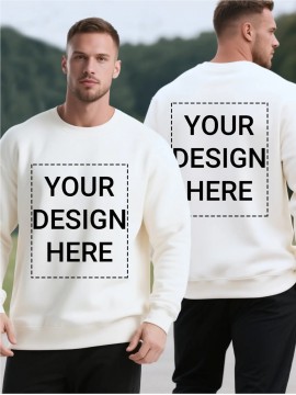 Men'S Custom Photo/Text Printed Fleece Hoodie - Personalized Photo/Text, Breathable Fleece Sweater, Large Size Vintage Style Crew Neck Long Sleeve, Loose Fit for Christmas Gifts, Team Uniforms & Casual Wear, Custom Photo/Text Printing