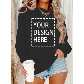 Men's Custom Sweater Personalized with Your Own Logo/Text/Design - Loose Fit Crew Neck Pullover, Machine Washable Winter Sweater for Weddings, Parties, Team Uniforms & Corporate Branding - Custom Logo Sweater for Events & Team Apparel (Men), PLUS