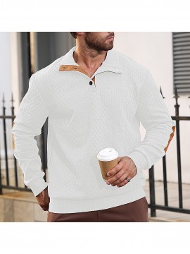 Men'S Jacquard Knit Sweatshirt for Autumn And Winter, Casual Outdoor Long Sleeve Pullover with Stand Collar, Plus Size
