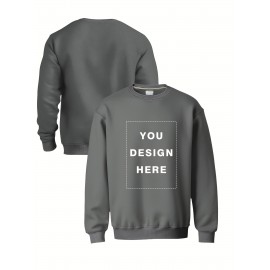Men'S Heavyweight 12.35oz Personalized Sweater - Custom Text/Logo Printing, Loose Fit Crew Neck Long Sleeve, Soft Comfortable Casual & Formal Wear, Custom T-Shirt Design with Your Own Pattern, Ideal for Corporate Gifts, Events & Everyday Use - Durab