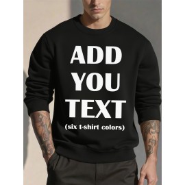 Custom Men'S Personalized Photo/Text/Logo Sweater - Add Your Own Design, 100% Crew Neck Pullover, Machine Washable, Loose Fit Casual Sweater with Custom Front & Back Printing - Ideal Gift for Birthdays, Corporate Branding, Promotional Events - Red/B