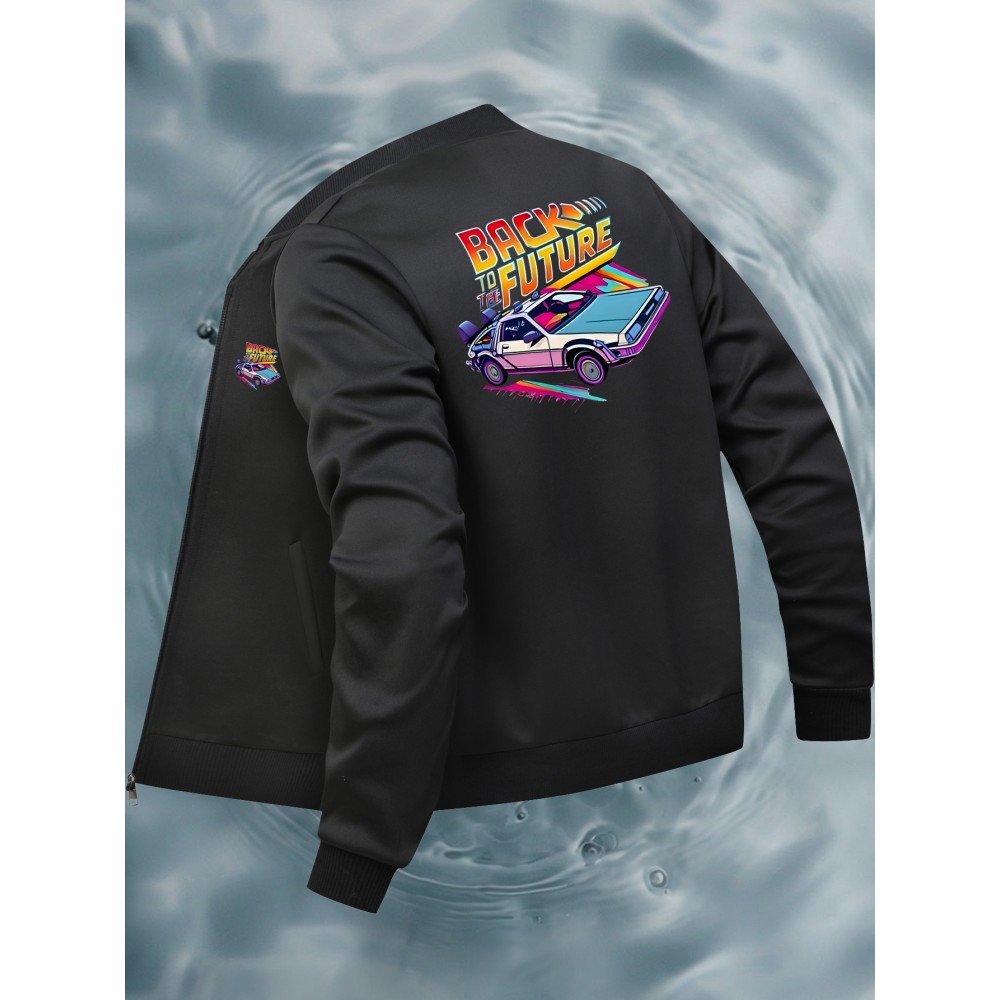 Men's Plus Size Casual Fashion Print Pocket Jacket, PLUS SIZE, Everyday Jacket, Lightweight Cover-Up, Plus Size Jacket, Random Print Design, Easy Care Fabric, Usage Scenario/Occ, Big And Tall Men