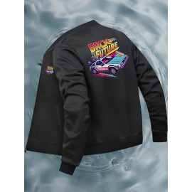 Men's Plus Size Casual Fashion Print Pocket Jacket, PLUS SIZE, Everyday Jacket, Lightweight Cover-Up, Plus Size Jacket, Random Print Design, Easy Care Fabric, Usage Scenario/Occ, Big And Tall Men