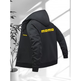 Men'S Plus Size Casual Hooded Jacket - Black with Orange 