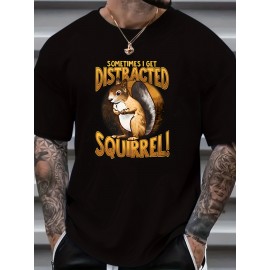 Men's Trendy Comfy T-Shirt - Cartoon Squirrel Print, Plus Size, Stretchy, Soft, Breathable for Summer Casual Wear